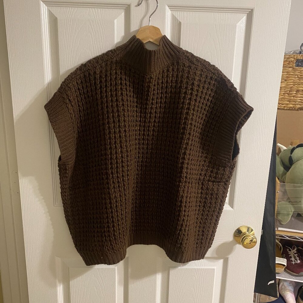 Oversized Batwing Sleeve Mock Neck Sweater